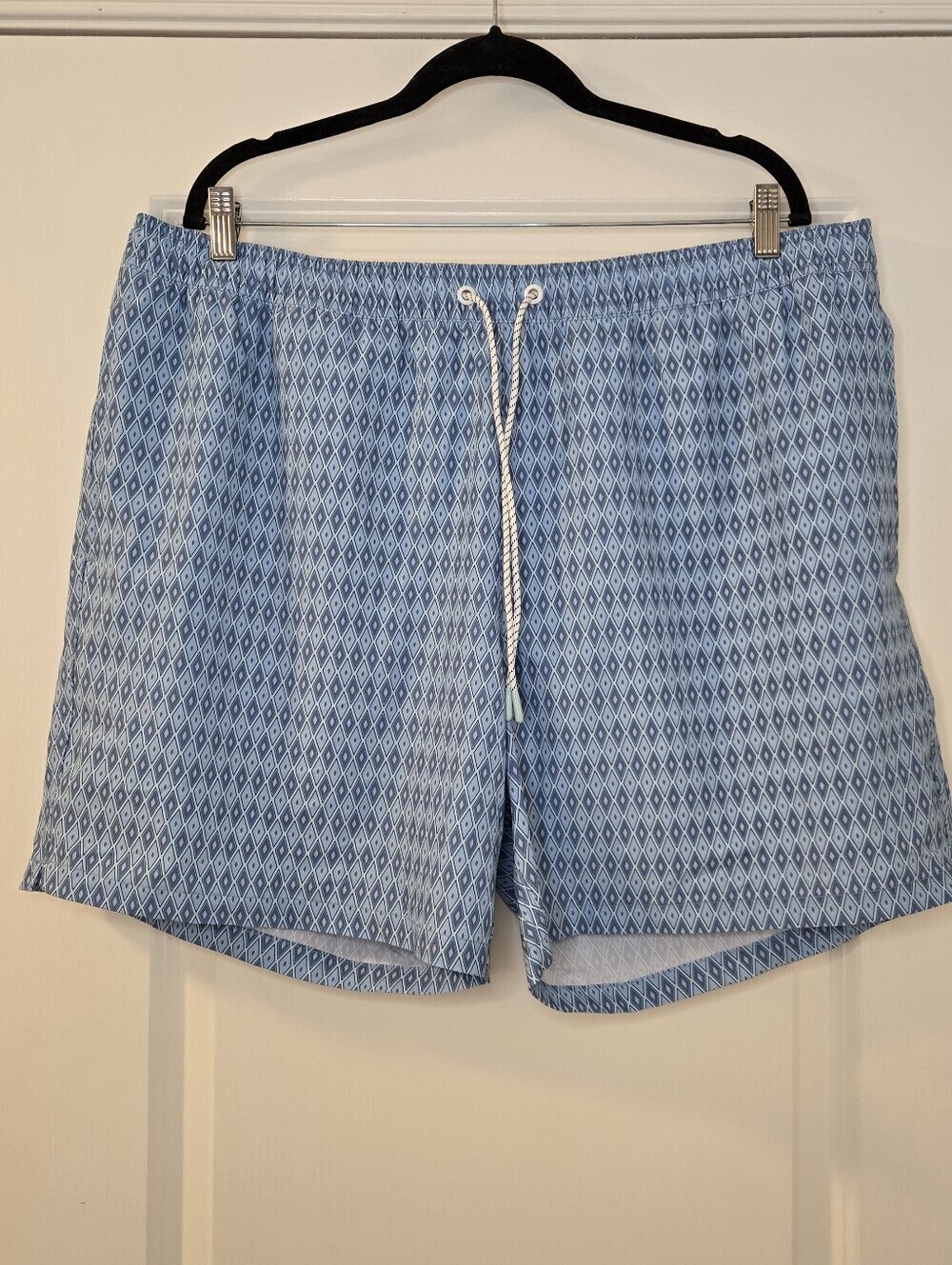 Bonobos Mens XXL Swim Bathing Suit 7” Inseam Blue Diamond Design Drawstring